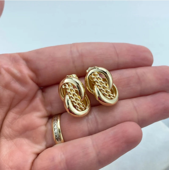 18k Gold Filled Twist Stud Earrings with Braided Details