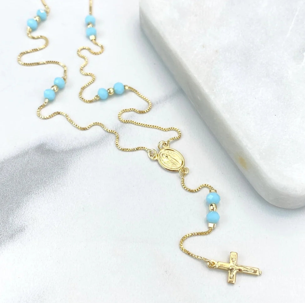 18K Gold Filled Virgen La Milagrosa Catholic Rosary