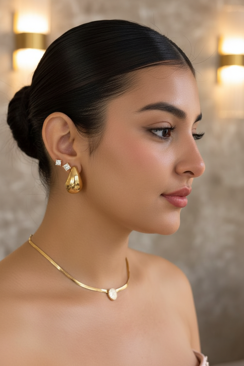 18K Gold Filled Teardrop Hoop Earrings - Editorial v3