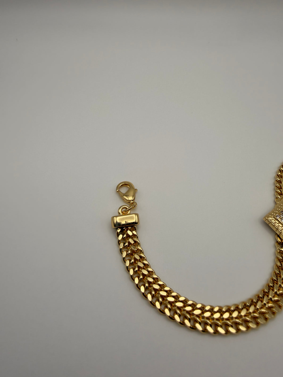 18K Gold Filled Diamond CZ & Double Chain Jewelry Set no