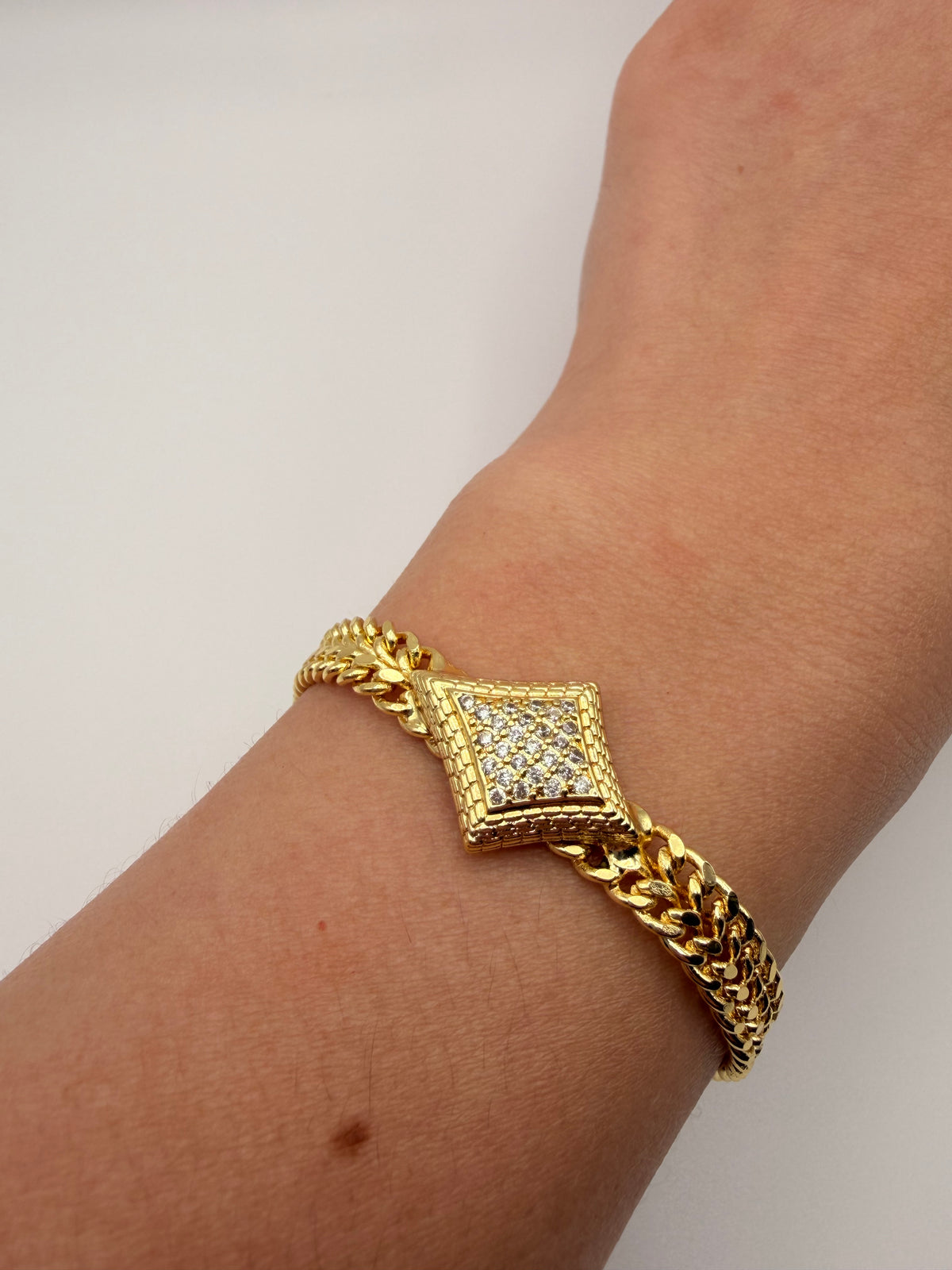 18K Gold Filled Diamond CZ & Double Chain Jewelry Set no