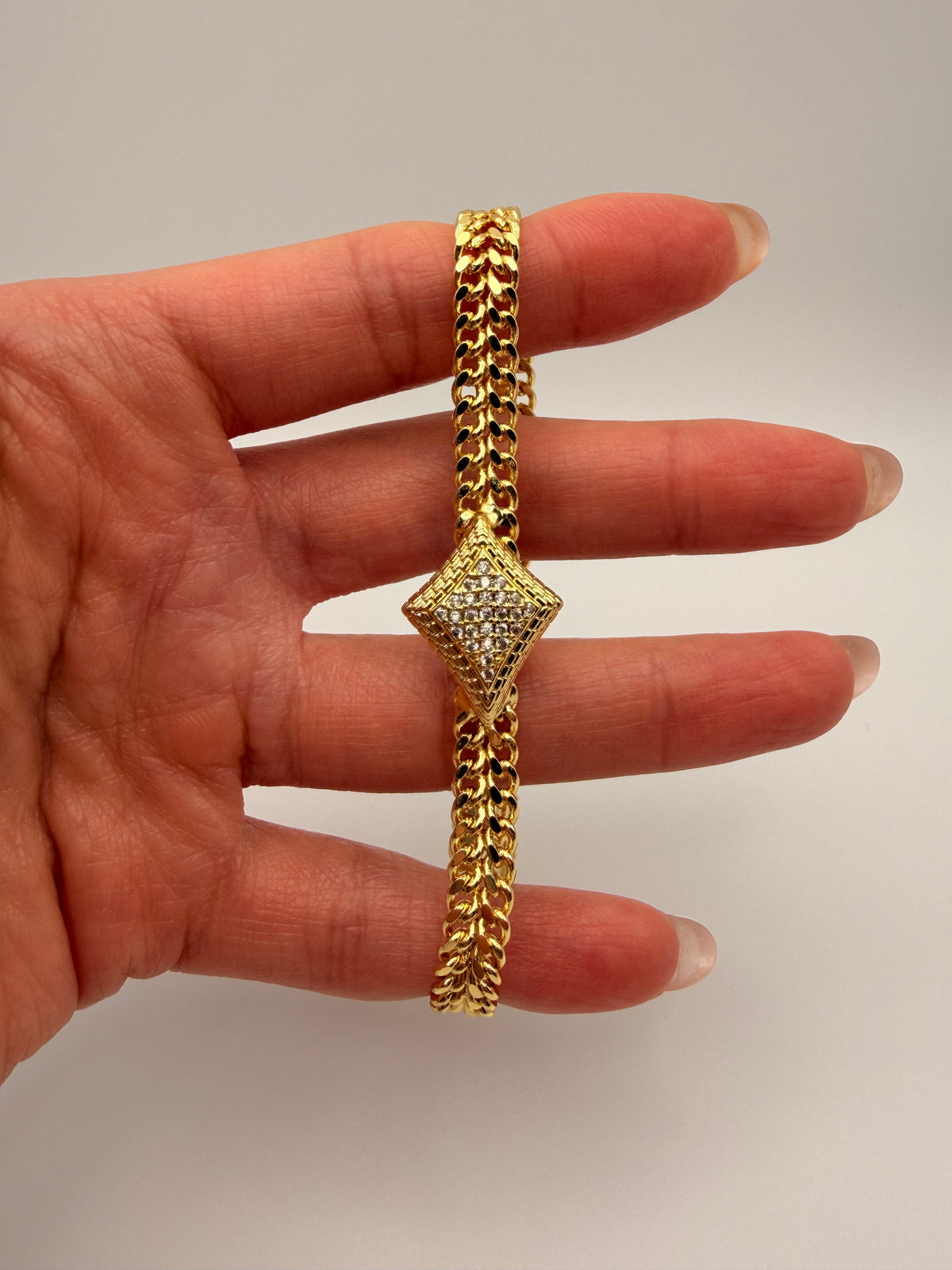 18K Gold Filled Diamond CZ & Double Chain Jewelry Set no