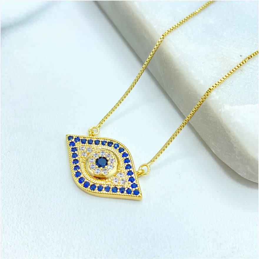 18K Gold Filled Evil Eye Charm Necklace