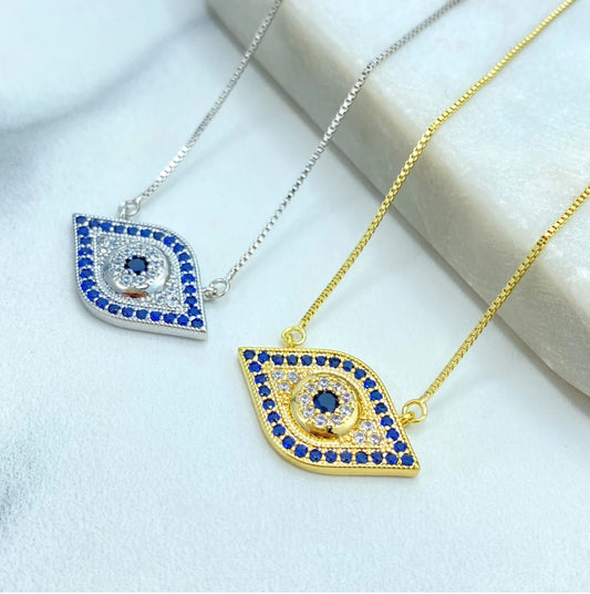 18K Gold Filled Evil Eye Charm Necklace