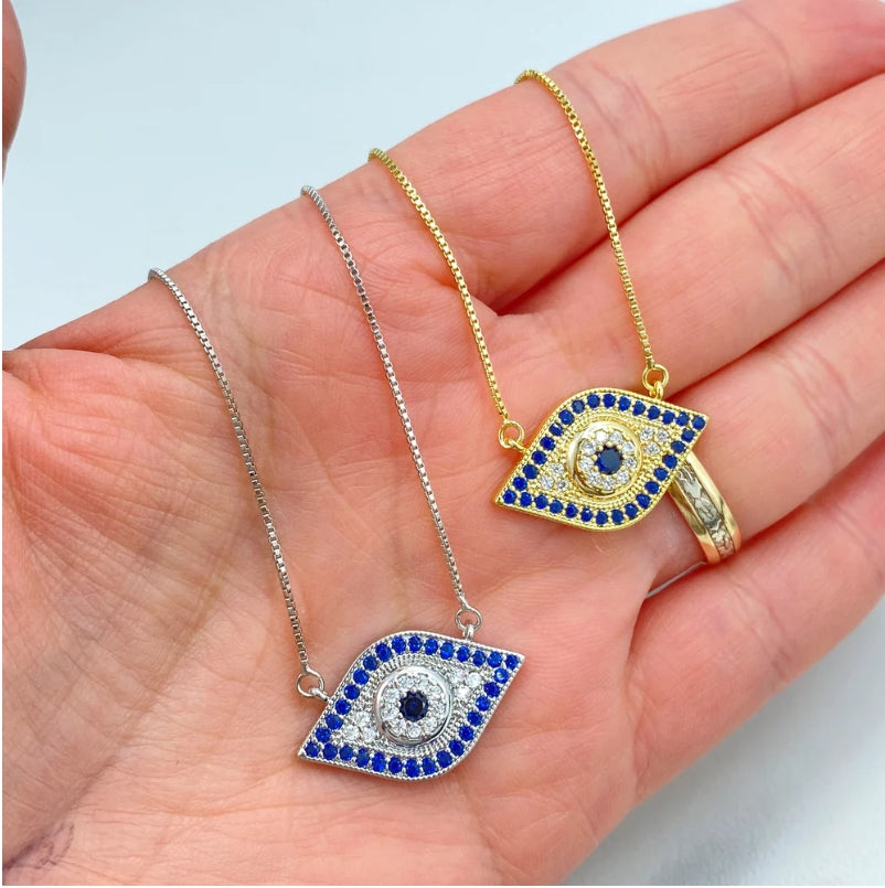 18K Gold Filled Evil Eye Charm Necklace