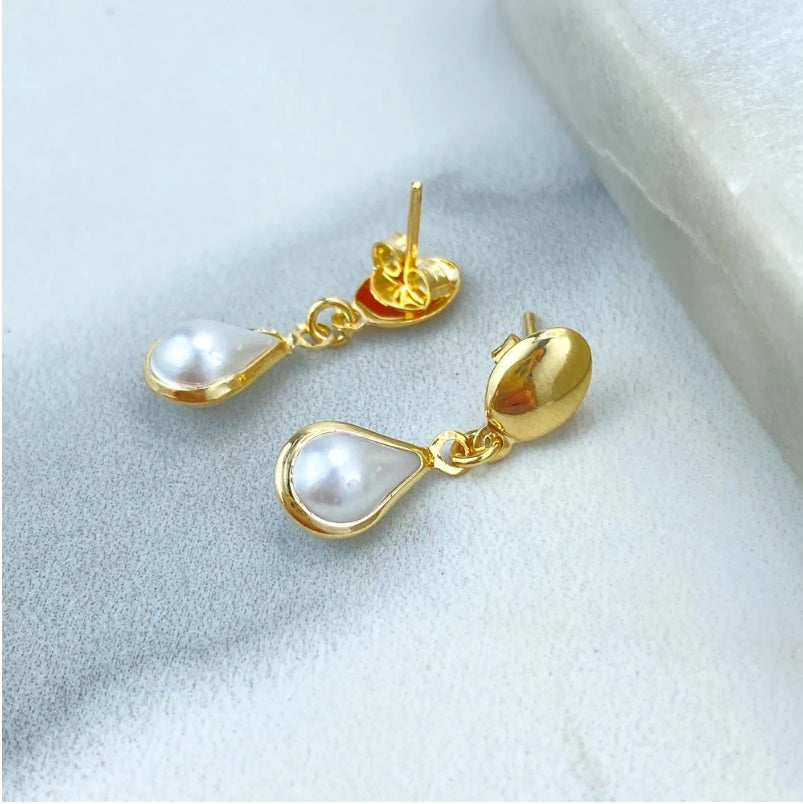 18K Gold Filled Elegant Teardrop Pearl Necklace & Earrings Set