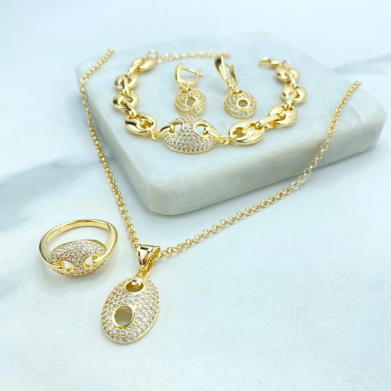 Elegant Jewelry Set – Premium Gold Filled Necklace, Earrings, Bracelet & Ring