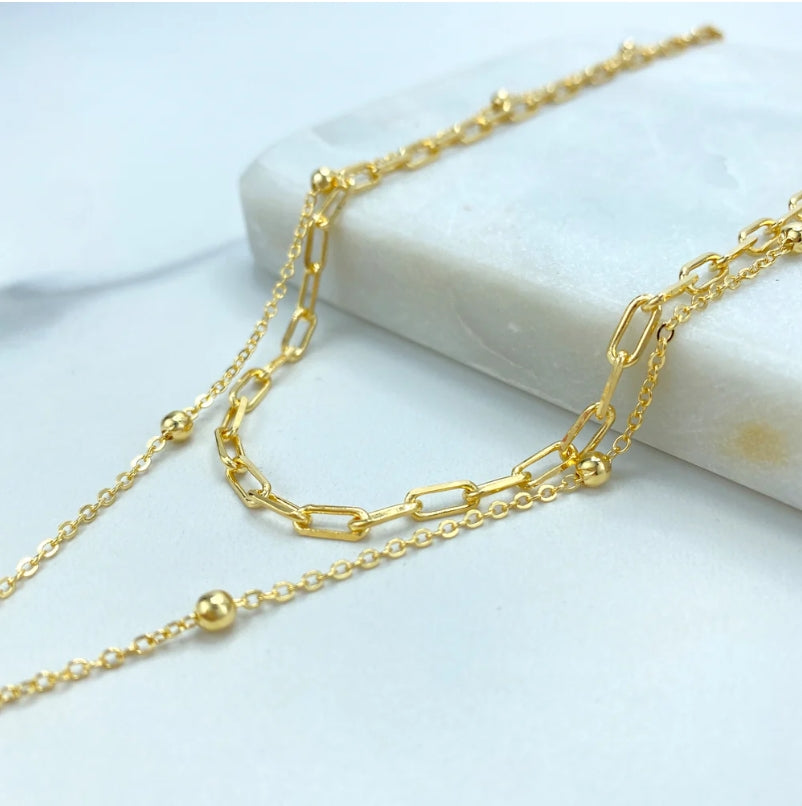 18K Gold Filled Double Necklace with Butterfly Charm
