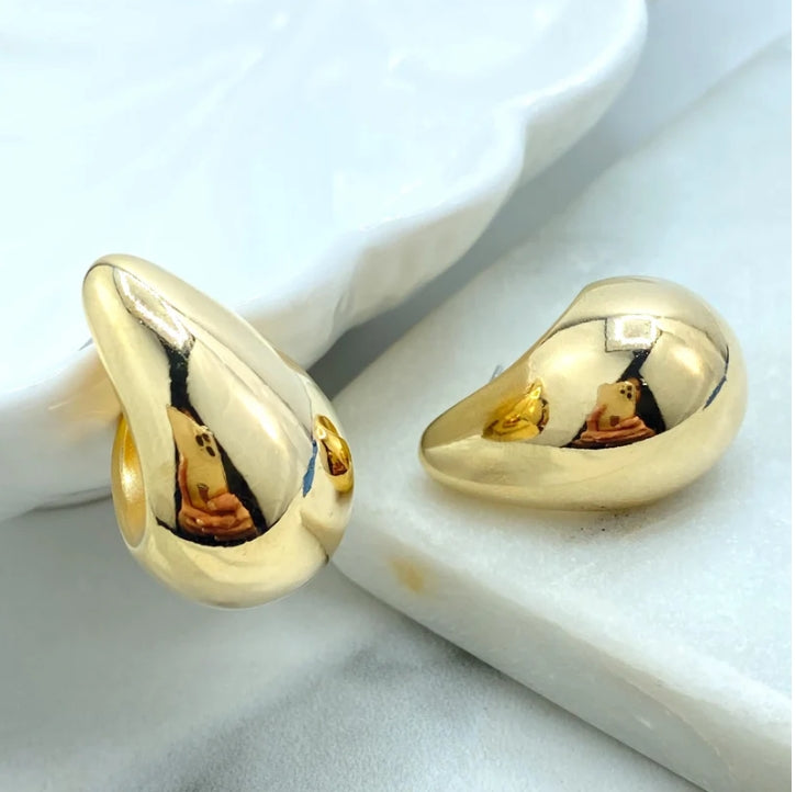 18K Gold Filled Bold Sculptural Hoop Earrings | Lightweight Statement Teardrop Drops