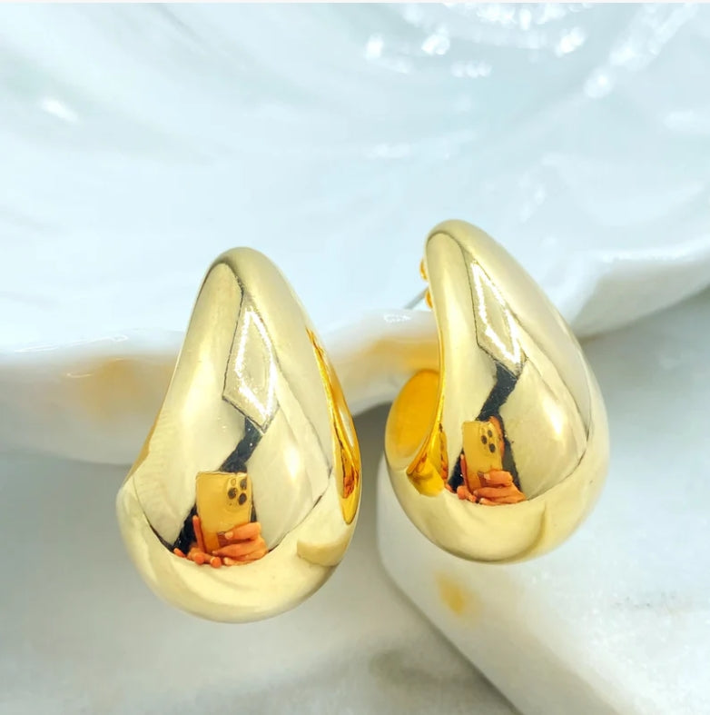 18K Gold Filled Bold Sculptural Hoop Earrings | Lightweight Statement Teardrop Drops