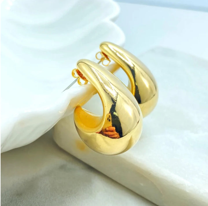 18K Gold Filled Bold Sculptural Hoop Earrings | Lightweight Statement Teardrop Drops