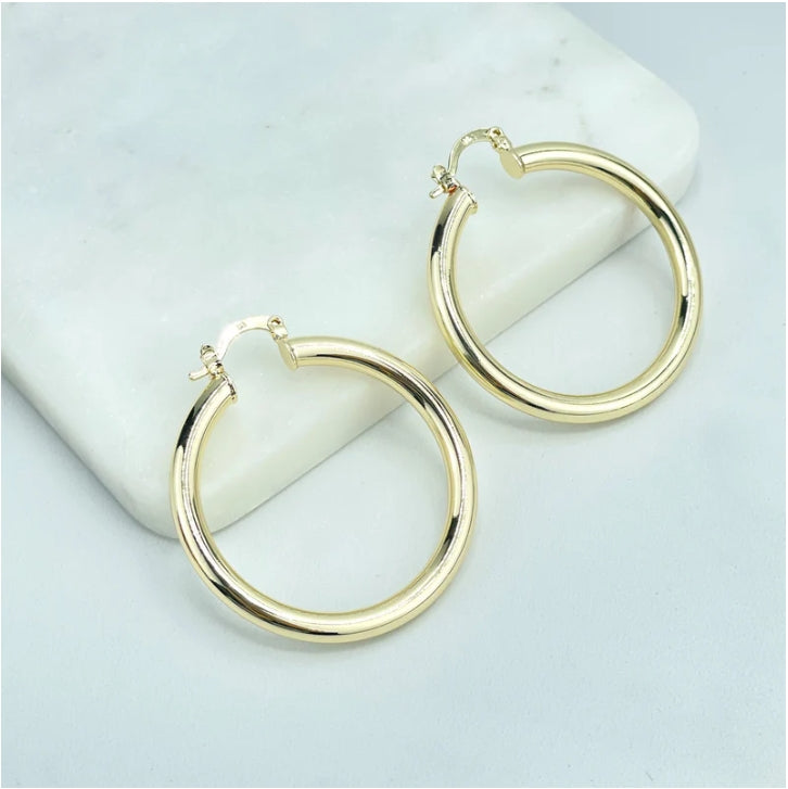 18k Gold Filled Light Tubular Hoop Earrings