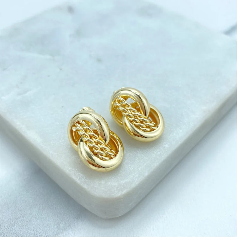 18k Gold Filled Twist Stud Earrings with Braided Details