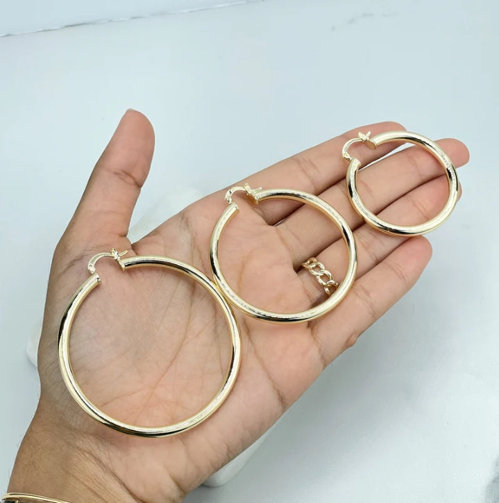 18k Gold Filled Light Tubular Hoop Earrings