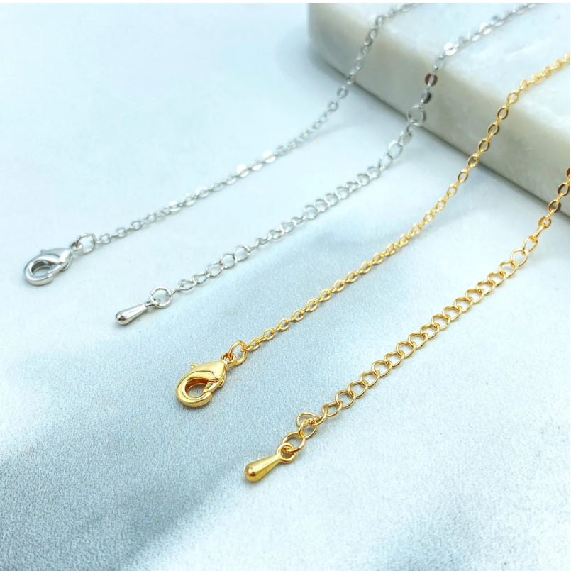 Gold & Silver Stainless Steel Cross Necklace with Cubic Zirconia