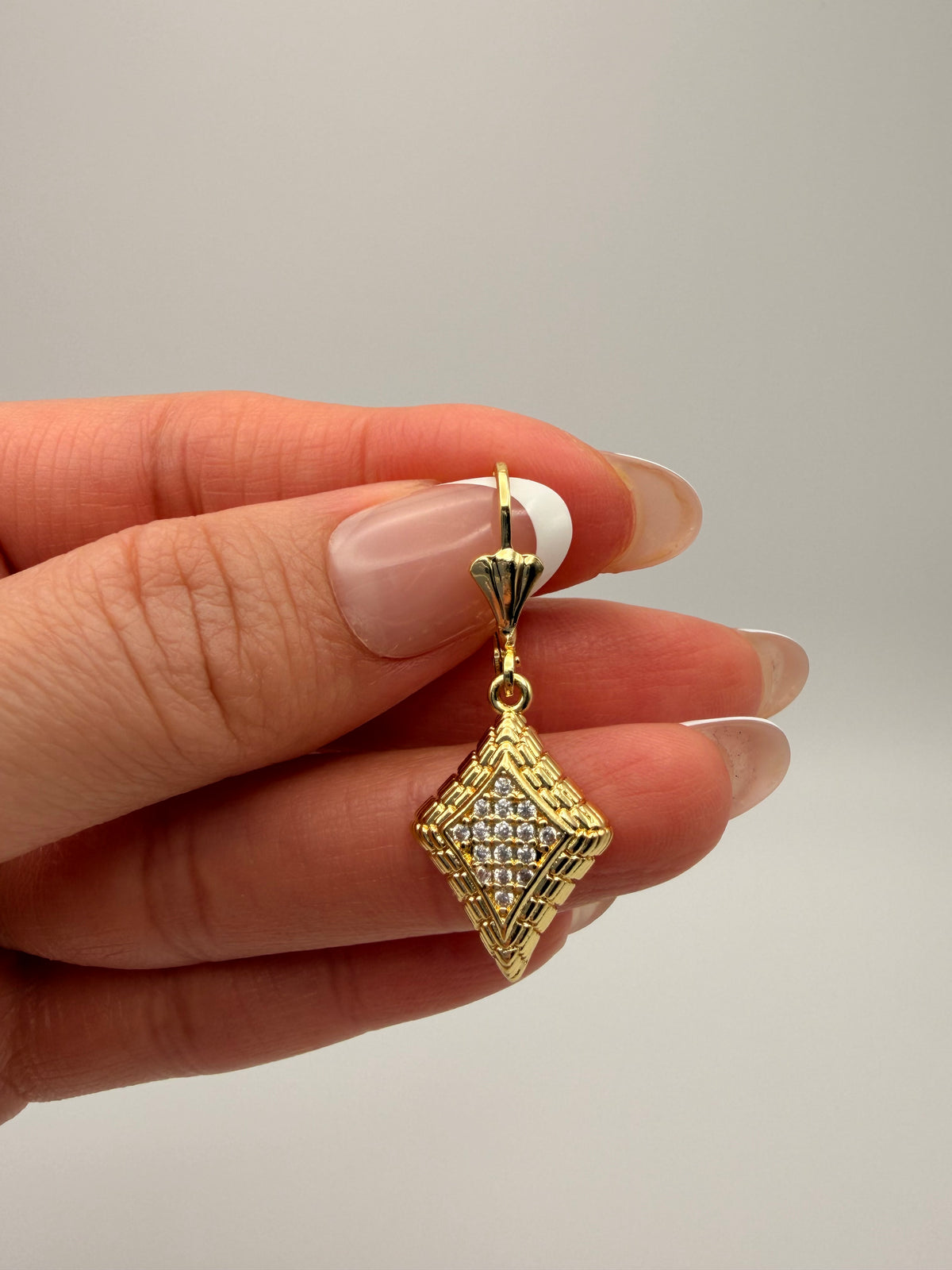 18K Gold Filled Diamond CZ & Double Chain Jewelry Set no