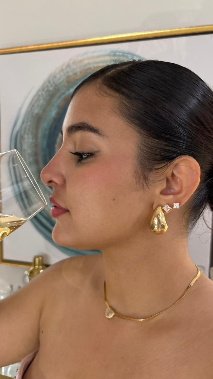 18k Gold Filled Princess Cut Stud Earrings | Square CZ Stone