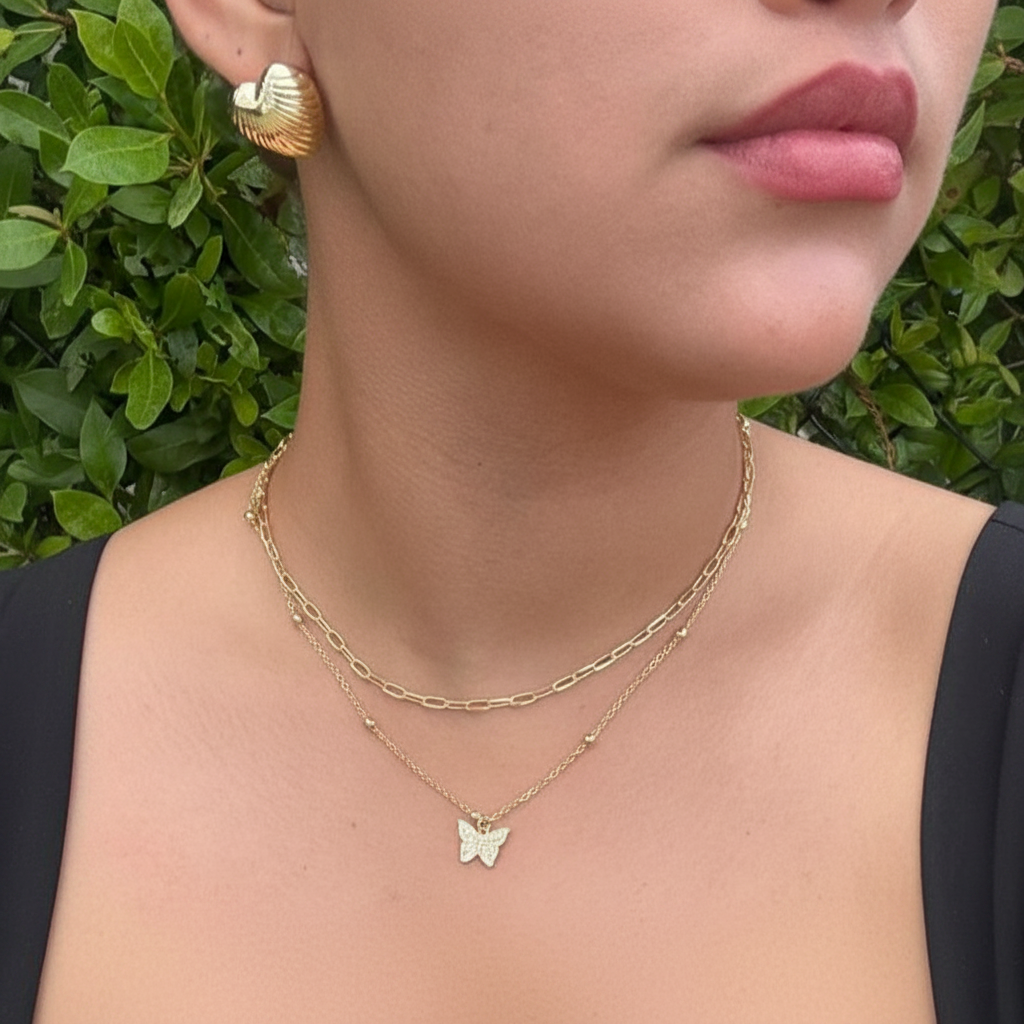 Butterfly Double Necklace Lifestyle Enhanced