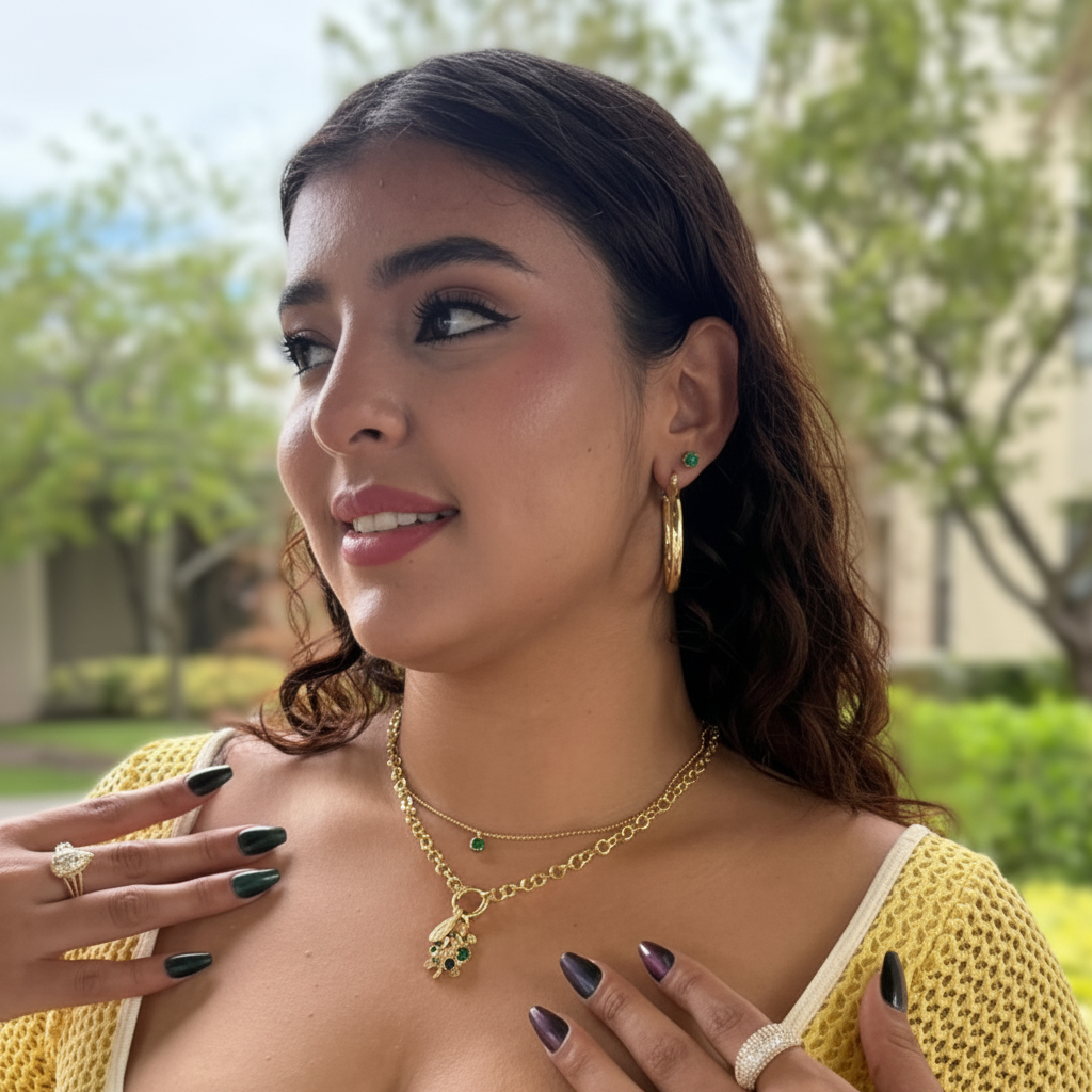 Golden Ocean Charm Necklace Lifestyle v2