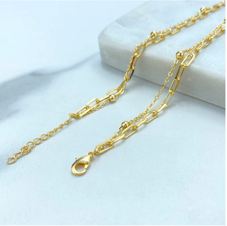 18K Gold Filled Double Necklace with Butterfly Charm