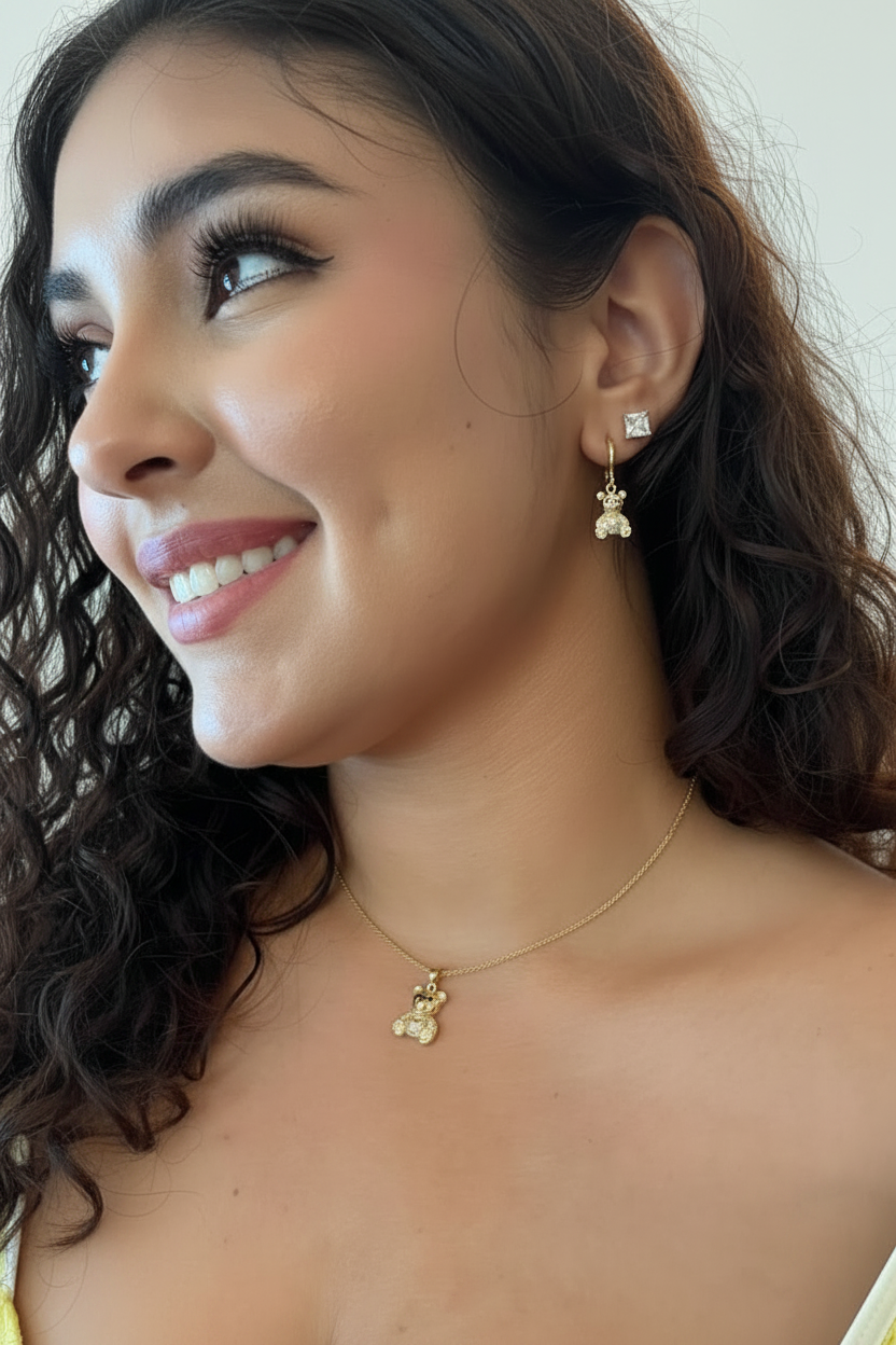 Modelo calidad mejorada - Princess Cut CZ Stud Earrings
